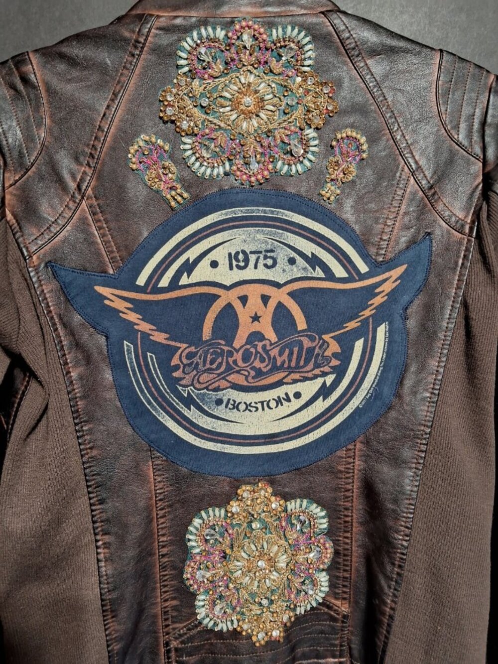 Maurice~Rock 'N Roll Aerosmith Faux Leather 1975 Band Jacket~Size Small/Medium - Picture 6 of 8